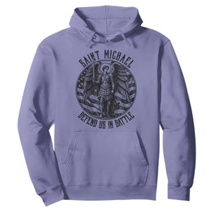 Saint Michael Defend Us In Battle Hoodie American Flag Patriotic TS12 Violet Print Your Wear