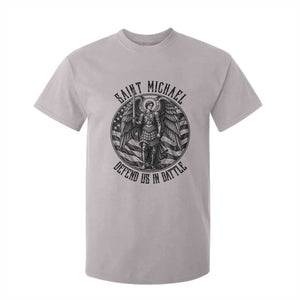 Saint Michael Defend Us In Battle T Shirt For Kid American Flag Patriotic TS12 Ice Gray Print Your Wear