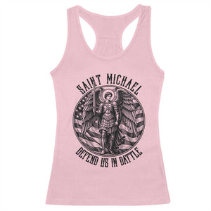 Saint Michael Defend Us In Battle Racerback Tank Top American Flag Patriotic TS12 Light Pink Print Your Wear
