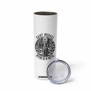 Saint Michael Defend Us In Battle Skinny Tumbler American Flag Patriotic TS12 Print Your Wear