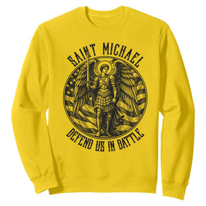 Saint Michael Defend Us In Battle Sweatshirt American Flag Patriotic TS12 Daisy Print Your Wear
