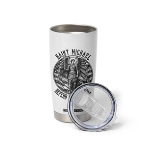 Saint Michael Defend Us In Battle Tumbler Cup American Flag Patriotic TS12 Print Your Wear