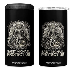 St Michael The Archangel Protect Us 4 in 1 Can Cooler Tumbler Christian Faith Gift TS12 One Size: 16 oz Black Print Your Wear