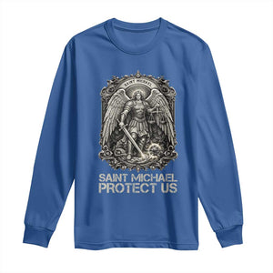 St Michael The Archangel Protect Us Long Sleeve Shirt Christian Faith Gift TS12 Royal Blue Print Your Wear