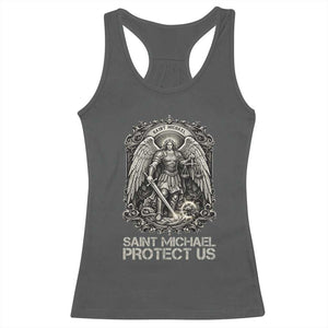 St Michael The Archangel Protect Us Racerback Tank Top Christian Faith Gift TS12 Dark Heather Print Your Wear