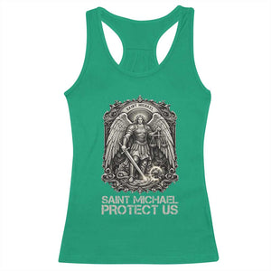 St Michael The Archangel Protect Us Racerback Tank Top Christian Faith Gift TS12 Irish Green Print Your Wear