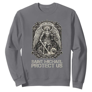 St Michael The Archangel Protect Us Sweatshirt Christian Faith Gift TS12 Charcoal Print Your Wear