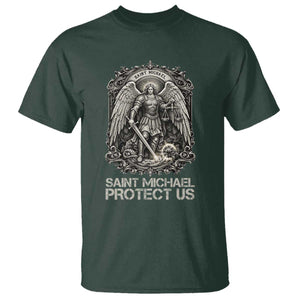 St Michael The Archangel Protect Us T Shirt Christian Faith Gift TS12 Dark Forest Green Print Your Wear