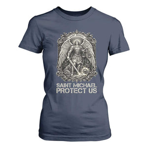 St Michael The Archangel Protect Us T Shirt For Women Christian Faith Gift TS12 Navy Print Your Wear