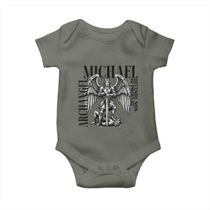 Saint Michael Archangel Defende Nos In Proelio Baby Onesie Christian Faith Gift TS12 Military Green Print Your Wear