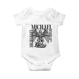 Saint Michael Archangel Defende Nos In Proelio Baby Onesie Christian Faith Gift TS12 White Print Your Wear