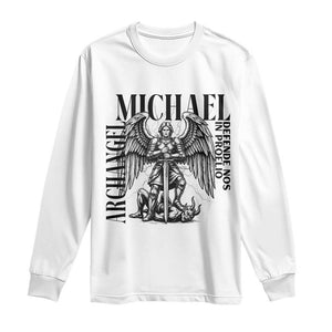 Saint Michael Archangel Defende Nos In Proelio Long Sleeve Shirt Christian Faith Gift TS12 White Print Your Wear