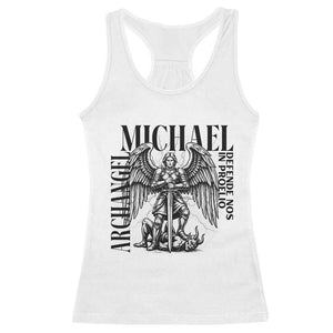 Saint Michael Archangel Defende Nos In Proelio Racerback Tank Top Christian Faith Gift TS12 White Print Your Wear