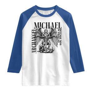 Saint Michael Archangel Defende Nos In Proelio Raglan Shirt Christian Faith Gift TS12 White Royal Print Your Wear