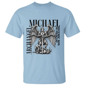 Saint Michael Archangel Defende Nos In Proelio T Shirt Christian Faith Gift TS12 Light Blue Print Your Wear