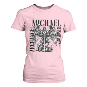 Saint Michael Archangel Defende Nos In Proelio T Shirt For Women Christian Faith Gift TS12 Light Pink Print Your Wear