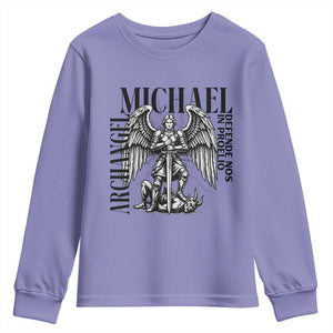 Saint Michael Archangel Defende Nos In Proelio Youth Sweatshirt Christian Faith Gift TS12 Violet Print Your Wear