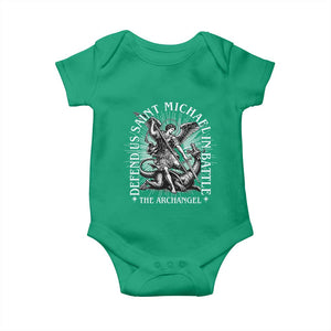 Saint Michael Defend Us In Battle Baby Onesie Catholic Protection Gift TS12 Irish Green Print Your Wear