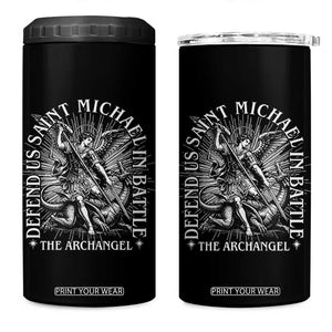 Saint Michael Defend Us In Battle 4 in 1 Can Cooler Tumbler Catholic Protection Gift TS12 One Size: 16 oz Black Print Your Wear