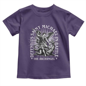 Saint Michael Defend Us In Battle Toddler T Shirt Catholic Protection Gift TS12 Purple Print Your Wear