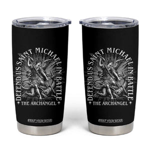 Saint Michael Defend Us In Battle Tumbler Cup Catholic Protection Gift TS12 Black Print Your Wear