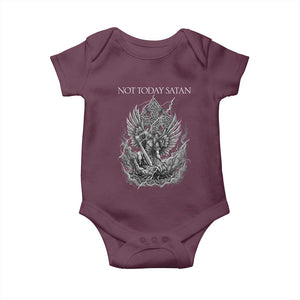 Not Today Satan Baby Onesie Saint Michael Fights Evil TS12 Maroon Print Your Wear