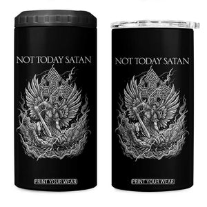 Not Today Satan 4 in 1 Can Cooler Tumbler Saint Michael Fights Evil TS12 One Size: 16 oz Black Print Your Wear