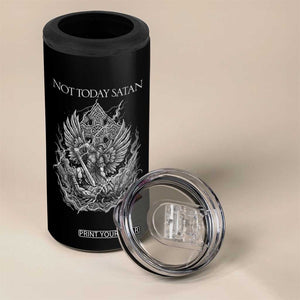 Not Today Satan 4 in 1 Can Cooler Tumbler Saint Michael Fights Evil TS12 Print Your Wear