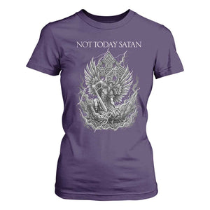 Not Today Satan T Shirt For Women Saint Michael Fights Evil TS12 Purple Print Your Wear