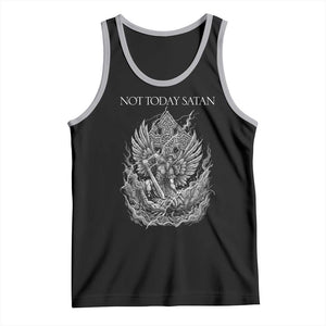 Not Today Satan Tank Top Saint Michael Fights Evil TS12 Black Athletic Heather Print Your Wear