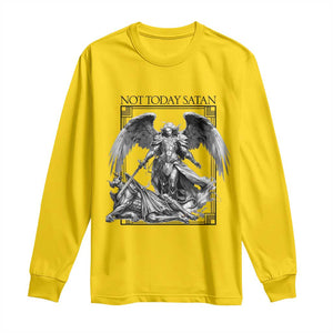 Funny Saint Michael Defeating Satan Long Sleeve Shirt Not Today Satan TS12 Daisy Print Your Wear