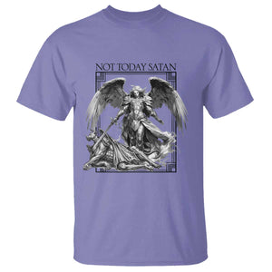 Funny Saint Michael Defeating Satan T Shirt Not Today Satan TS12 Violet Print Your Wear