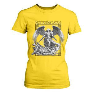 Funny Saint Michael Defeating Satan T Shirt For Women Not Today Satan TS12 Daisy Print Your Wear