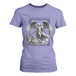 Funny Saint Michael Defeating Satan T Shirt For Women Not Today Satan TS12 Violet Print Your Wear