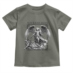 Funny Saint Michael Defeating Satan Toddler T Shirt Not Today Satan TS12 Military Green Print Your Wear