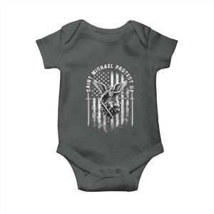 Vintage Saint Michael Archangel Protect Us Prayer Baby Onesie TS12 Dark Heather Print Your Wear
