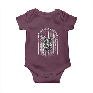 Vintage Saint Michael Archangel Protect Us Prayer Baby Onesie TS12 Maroon Print Your Wear