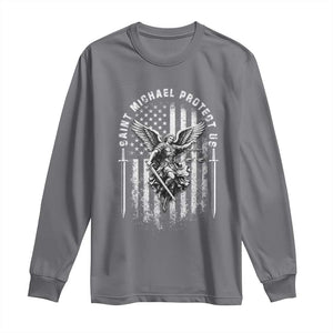 Vintage Saint Michael Archangel Protect Us Prayer Long Sleeve Shirt TS12 Charcoal Print Your Wear