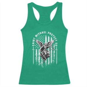 Vintage Saint Michael Archangel Protect Us Prayer Racerback Tank Top TS12 Irish Green Print Your Wear