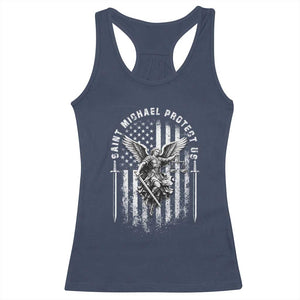 Vintage Saint Michael Archangel Protect Us Prayer Racerback Tank Top TS12 Navy Print Your Wear