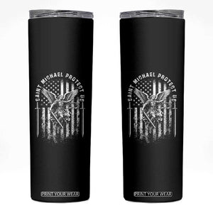 Vintage Saint Michael Archangel Protect Us Prayer Skinny Tumbler TS12 Black Print Your Wear