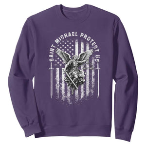 Vintage Saint Michael Archangel Protect Us Prayer Sweatshirt TS12 Purple Print Your Wear