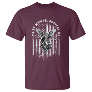 Vintage Saint Michael Archangel Protect Us Prayer T Shirt TS12 Maroon Print Your Wear