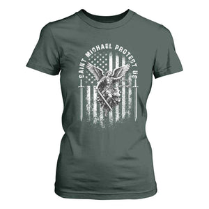 Vintage Saint Michael Archangel Protect Us Prayer T Shirt For Women TS12 Dark Forest Green Print Your Wear