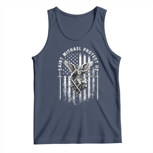 Vintage Saint Michael Archangel Protect Us Prayer Tank Top TS12 Navy Print Your Wear