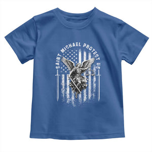 Vintage Saint Michael Archangel Protect Us Prayer Toddler T Shirt TS12 Royal Blue Print Your Wear