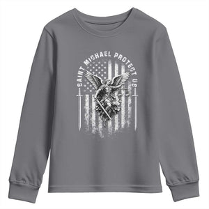 Vintage Saint Michael Archangel Protect Us Prayer Youth Sweatshirt TS12 Charcoal Print Your Wear
