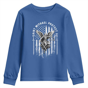 Vintage Saint Michael Archangel Protect Us Prayer Youth Sweatshirt TS12 Royal Blue Print Your Wear
