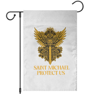 Vintage Catholic Saint Michael Protect Us Garden Flag Religious Gift TS12 Black Print Your Wear