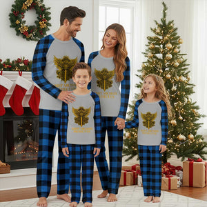 Vintage Catholic Saint Michael Protect Us Plaid Pajama Set Religious Gift TS12 Blue Plaid Print Your Wear